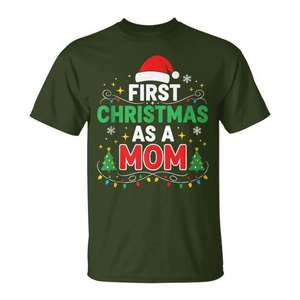 Camiseta de primera calidad para la primera Navidad como mamá, camiseta familiar a juego para las fiestas - Product Image 1