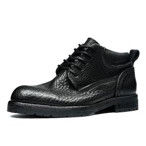 Botas de Cuero Casuales de Negocios para Hombre de Alta Calidad, con Punta Amarilla, para Caminar y Trabajar al Aire Libre - Product Image 2