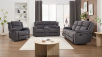Juego de Sofás Reclinables Manuales 3+2+1, Sofá Seccional con Mesa Abatible para Sala de Estar, Muebles OEM Personalizables al por Mayor