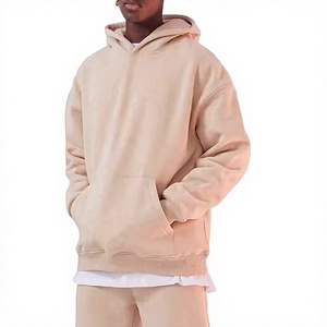 Men's Oversized Cotton Fleece Pullover Hoodie Solid Color Long Sleeve Kangaroo Pocket Casual Streetwear Autumn Winter Sweatshirt - Product Image 1