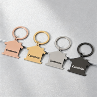 Porte-clés en forme de maison Ywyougang, pendentif vierge personnalisable, porte-clés en acier inoxydable avec breloque maison pour cadeau