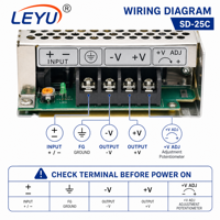 Convertisseur DC-DC SD-25C 25W 5V 12V 24V à sortie unique, large plage d'entrée 36-72VDC, alimentation industrielle régulée à découpage