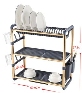 Stendino per piatti a 2 livelli per bancone da cucina con <span class=keywords><strong>scolapiatti</strong></span> e <span class=keywords><strong>scolapiatti</strong></span> con <span class=keywords><strong>scolapiatti</strong></span> con utensile in <span class=keywords><strong>vetro</strong></span> - Product Image 2