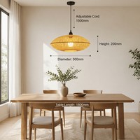 Lampe suspendue ovale en bambou tressé, luminaire en fer noir pour salle à manger, chambre, café, style Wabi Sabi, décoration intérieure de style asiatique