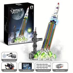 Kaiyu K96171 2025 <strong>Rocket</strong> Launching <strong>Model</strong> LED Light Electronic Toy ABS Plastic 711pcs Building Blocks Set - Product Image 6