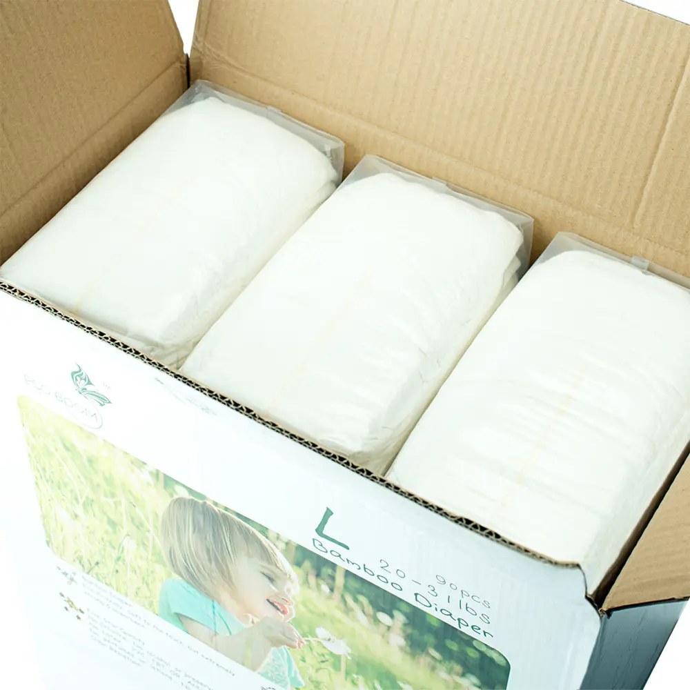 OEM ODM-pañales de bambú premium biodegradables para bebé, color blanco puro, respetuosos con el medio ambiente
