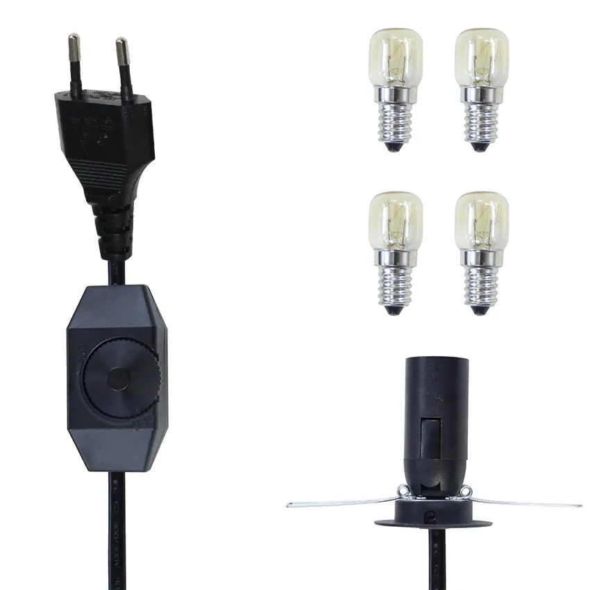 Salt lamp AC power cord with inline dimmer switch and E14 lamp holder CE certified wire cable