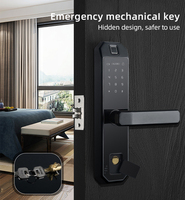 Serrure de porte intelligente WiFi Tuya Deftun, déverrouillage à distance par empreinte digitale biométrique et mot de passe, en acier inoxydable 304, pour porte en aluminium/verre