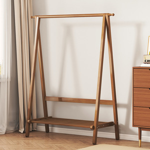 Clothing Organizer Coat <b>Rack</b> Nan Bamboo Standing Type Bedroom Single Tier Foldable - Product Image 1