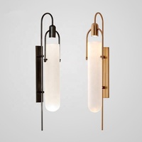 Lampu Dinding Lengkung Hitam Matte dengan Kap Lampu Kaca Buram Gaya Industrial Chic untuk Kamar Tidur, Lampu Samping Tempat Tidur, Dekorasi Koridor Hotel