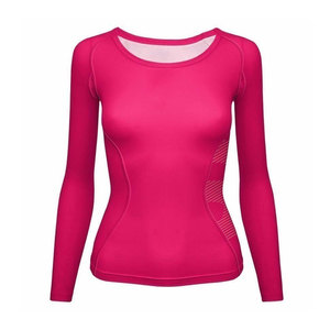 Logo Fitness <b>Running</b> Gym Workout Breathable Ladies Compression Shirt Women High Quality Breathable Compression Shirt - Product Image 2