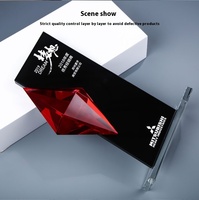 Trophée en cristal rouge diamant personnalisé et créatif, récompense d'employé exceptionnel, prix d'entreprise, gravure, souvenir d'entreprise, modèle Jingpin