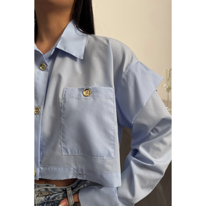 Chemise élégante pour femme, bleu ciel, de créateur - Product Image 2