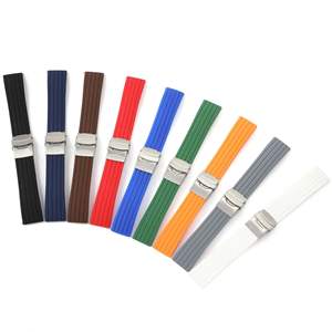 Pneu à dégagement rapide dépouillé modèle déploiement de sécurité <span class=keywords><strong>boucle</strong></span> pliante 18mm 20mm 22mm 24mm caoutchouc Silicone coupé à la taille <span class=keywords><strong>bracelet</strong></span> de montre - Product Image 2