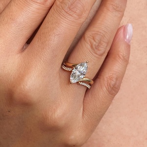 Anillo de Compromiso con Diamante Cultivado en Laboratorio, Corte Marquesa, Solitario de Lujo, Oro Blanco Sólido de 14K, Claridad VVS-VS Certificada, Anillo Premium - Product Image 6