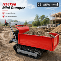 Mini-dumper compact sur chenilles, homologué CE EPA Euro 5, à essence, avec benne hydraulique, pour travaux de jardinage et de construction, directement de l'usine.
