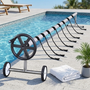 <span class=keywords><strong>Enrouleur</strong></span> de couverture de piscine rétractable avec sangles de fixation, rouleau pour couverture solaire et bobine pare-soleil pour piscine - Product Image 5