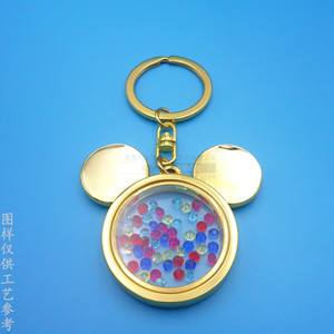 Porte-clés Tête de Mickey Mouse en Alliage de Zinc Doré avec Strass Incrustés, Pendentif de Voiture - Product Image 2