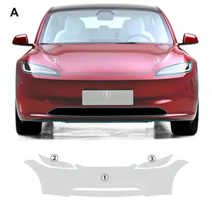 Housse de voiture transparente anti-rayures pour Tesla modèle 3 2024 <span class=keywords><strong>Film</strong></span> de protection de peinture en vinyle brillant avec pare-soleil Invisible PPF - Product Image 2