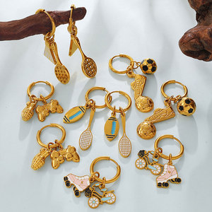 Pendientes Deportivos de Fútbol de Acero Inoxidable 316L con Baño de Oro Fino de 14k y 18k al por Mayor para Mujer - Product Image 6