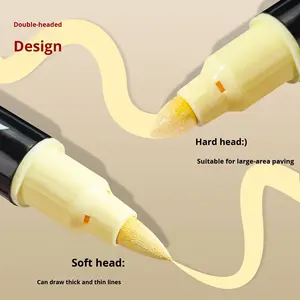 広納5606スキンカラー両端アクリルマーカー ソフト/ハードチップ 48色 透けにくい重ね塗り可能DIYアートマーカー - Product Image 2