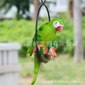 Ornement de perroquet en résine, décoration de jardin, balcon extérieur, cour, artisanat animal suspendu, décor d'oiseau coloré - Product Image 2