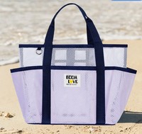 Bolso de Playa de Malla de Poliéster de Moda, Gran Capacidad, Doble Capa, Almacenamiento Dividido, Multiusos, Uso Diario, Cross-Country