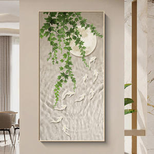 SQ vides verdes peces nadando bajo la luna arte de la pared animado e interesante lienzo impresión pintura para la decoración moderna del hogar - Product Image 4