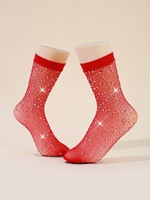 Chaussettes de cheville en résille avec strass à la mode avec diamants Hot Fix Chaussettes mi-mollet de couleur unie simples pour femmes respirantes et élégantes