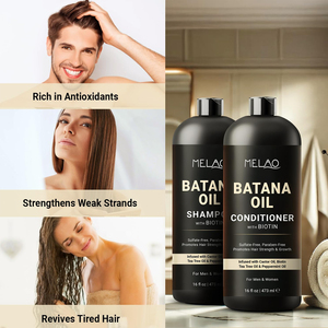 OEM Wholesale Sulfate Free Batana Oil Hair <b>Shampoo</b> Conditioner Set <b>with</b> Biotin Castor Oil for Anti Hair Breakage and Deep Nouris - Product Image 2