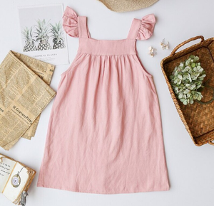 <span class=keywords><strong>Robe</strong></span> d'été en lin pour petite fille, <span class=keywords><strong>tablier</strong></span> à volants et boutons au dos, à fleurs, 2023 - Product Image 5