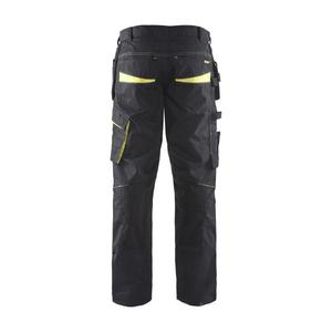 BLAKLADER - 149613309933C158 Pantalones de servicio elásticos con bolsillos para uñas Negro/Amarillo-PANTALONES DE TRABAJO EAN 7330509548578 - Product Image 2