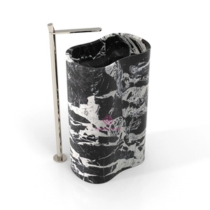 Lavabo autoportant en travertin romain, design Infinity, en pierre massif, pour hôtel et villa de luxe - Product Image 6