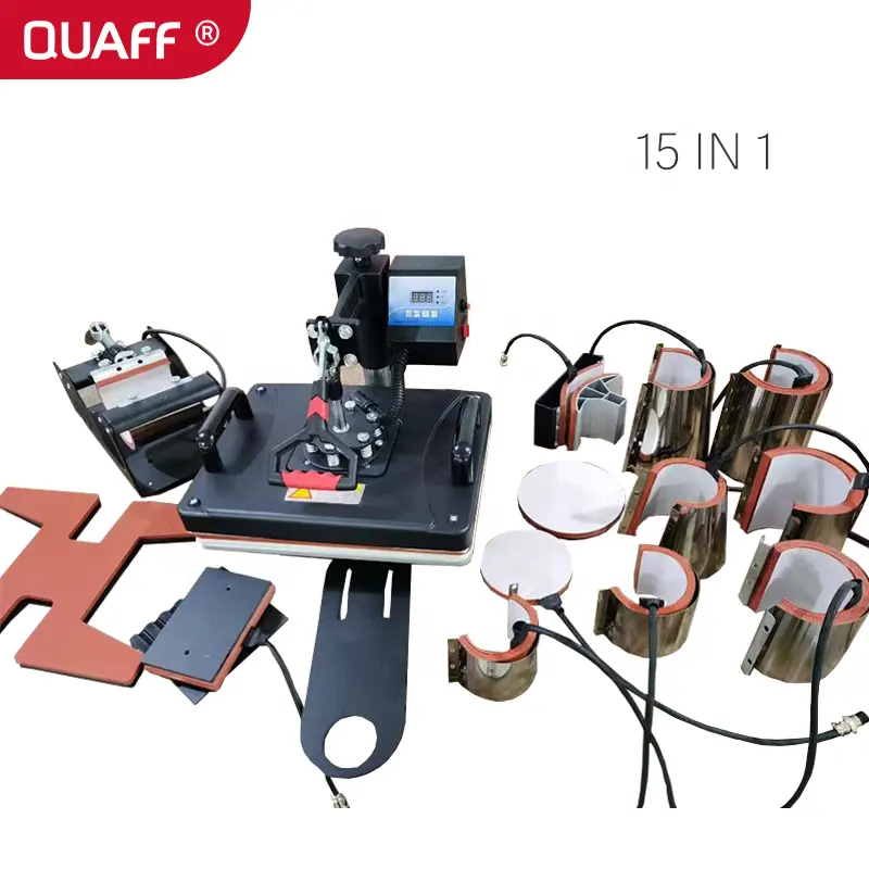 QUAFF Combo 15 in 1 T Shirt Cap Mug Plate Heat Transfer Press Printing Machine 8 in 1 6 in 1 5 in 1