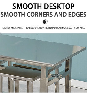 Bàn ghế ăn cho 4 người, bàn ghế ăn nhanh hình chữ nhật cho trường học và nhân viên nhà máy - Product Image 5