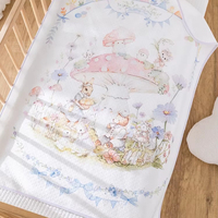 Katun bayi baru lahir, dapat dicuci antidebu tungau pola kartun gaya Eropa multifungsi 80x100cm 200TC