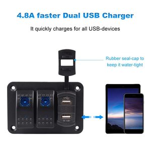 Panel de encendedor de cigarrillos para coche con cargador USB dual, indicador LED de voltaje, 12-24V, para vehículos, barcos y autocaravanas - Product Image 2