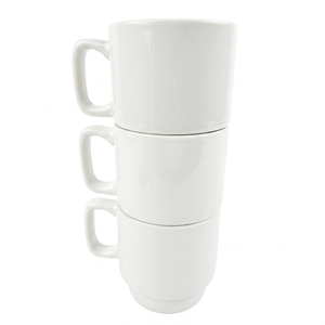 Stackable Ceramic Mug Set with Customized Logo and Pattern-Dishwasher Safe <strong>Drink</strong> <strong>Ware</strong> for Coffee &amp; Tea-<strong>Customizable</strong> Pieces - Product Image 2
