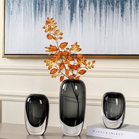 Vente chaude Moderne De Luxe Ovale Vase En Verre Ornement Creative Salon Hydroponique Fleur Vase En Cristal Pour La Décoration De Bureau