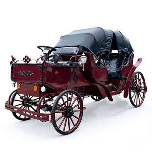 Wedding Royal Xuchang Zhenda Electric Horse Carriage 4 Steel <b>Wheels</b> Solid Rubber Tires 6 Seats Luxury Red Covered Sightseeing - Product Image 1