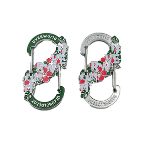 Customized Enamel Epoxy Flowers Wholesale Carabiner Clip <b>S</b> Shape Double Sides Carabiner Snap <b>Hook</b> Double Action Carabiner - Product Image 2
