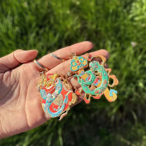 Tinh Tế Trung Quốc Phong Cách 3D In Ấn Kim Loại Móc Khóa Tùy Chỉnh Thời Trang Treo Phụ Kiện Mô Hình Cổ 5Pcs Keychain Tốt Lành - Product Image 3