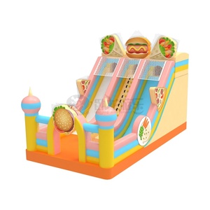 WOLONG Castillo Inflable Comercial de 9x5x6.9m Personalizado con Tobogán para Hamburguesas, <span class=keywords><strong>Pizza</strong></span> y Comida, Ideal para Alquiler en Fiestas - Product Image 1