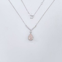 Collana con Pendente in Oro Rosa e Bianco 18K con Diamante HPHT Coltivato in Laboratorio, Lussuosa ed Elegante a Goccia, Regolabile, Collana alla Moda