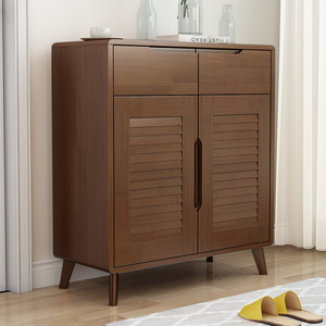 Solid Wood Shoe Cabinet Nordic Style Dustproof Entryway <b>Storage</b> Cabinet For Home Use - Product Image 1