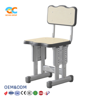 Chaise d'étude réglable en hauteur pour étudiants, idéale pour la formation en classe, mobilier scolaire primaire, structure métallique durable, vente en gros fabricant
