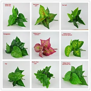 Миниатюрное искусственное растение бонсай из шелка с листьями в форме редиса и капельками воды, декоративное растение Гуаньинь в горшке, настенная зелень, рождественское украшение - Product Image 2