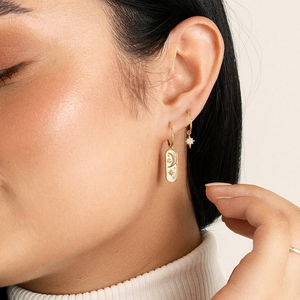 Pendientes de plata de ley 925 con forma de <span class=keywords><strong>luna</strong></span> y estrella, oro de 18 quilates, oferta - Product Image 2