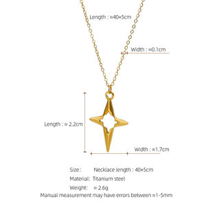 Collar de Joyería con Colgante de Estrella de Cuatro Puntas en Acero Inoxidable 316L, Chapado en Oro de 18k, Resistente al Agua y al Deslustre, para Mujer - Product Image 6