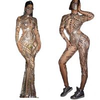 Combinaison sexy pour femmes, en sequins et strass, en spandex/nylon, une pièce, vêtements de danse, costumes de danse de pole dance, de danse de salon, pour les festivals